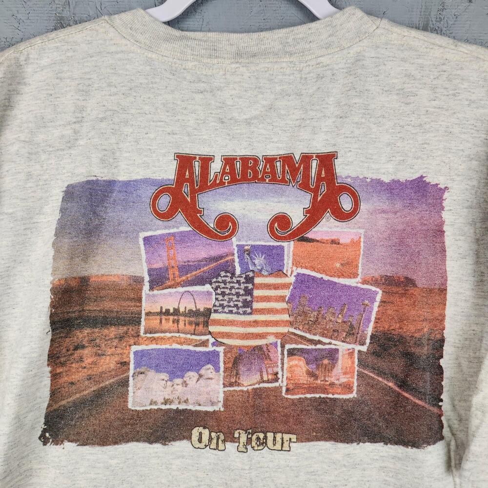 Vintage Alabama Band Shirt Mens 2XL Gray On Tour Country Groupie Graphic 90s Y2k